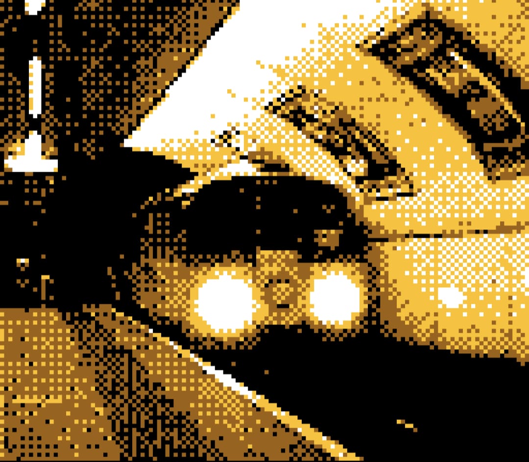 Glasgow subway photo in 8-bit gameboy style